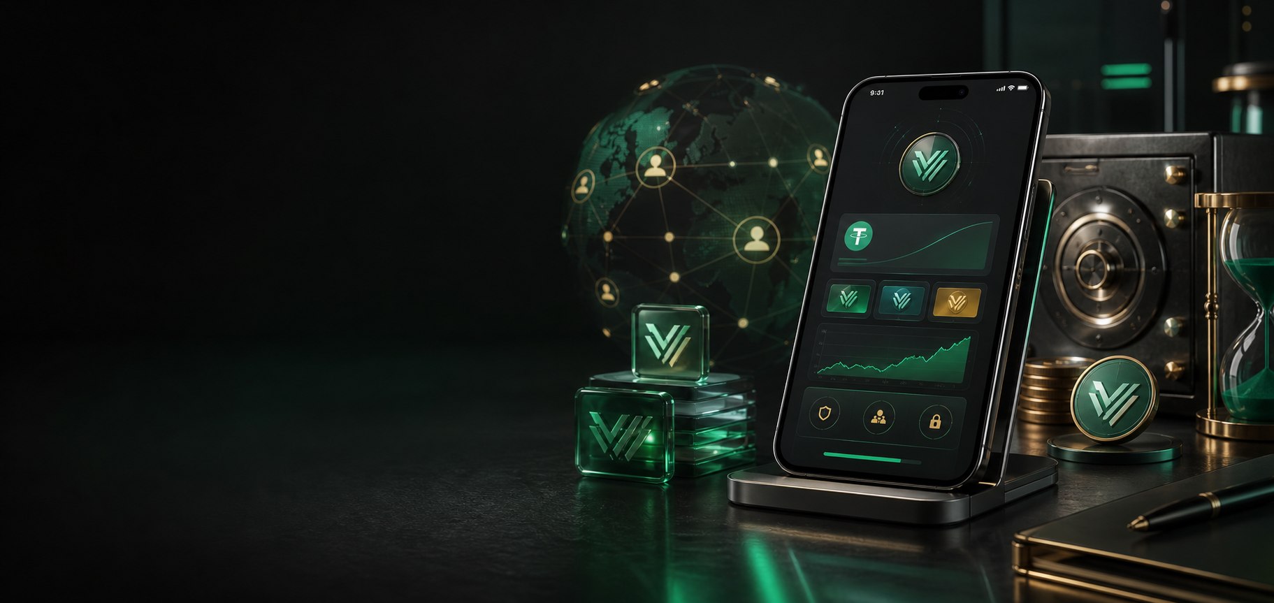 ValorX digital asset staking dashboard with secure wallet visuals